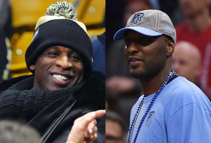 Deion Sanders next to Lamar Odom